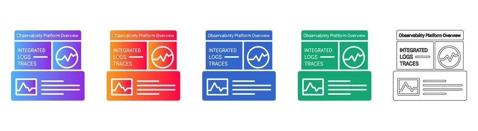Observability Platform Overview Dashboard Icon Set Ilustração Stock