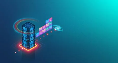 Observability Service Concept - 3D Isometric Illustration イラスト素材