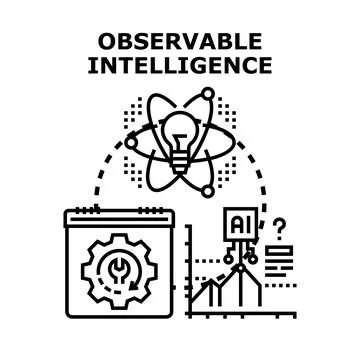 Observable intelligence process monitoring data analysis Stock Illustration