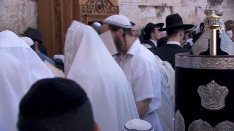Observant Jews pray at the Western Wall. Collective prayer. Jerusalem. C0005-2 스톡 동영상 98564150