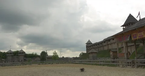 Observation Building Close to The Stadium, Left Side View, Sandy Field, Gate Stock Footage 52232406