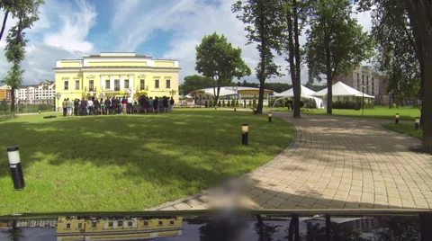 Observation of a crowd of people from the car. Time lapse Stock Footage 45414926