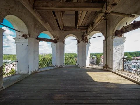 Observation deck on the bell tower of the temple. Stock Photos
