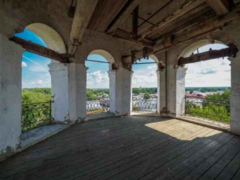 Observation deck on the bell tower of the temple. Stock Photos