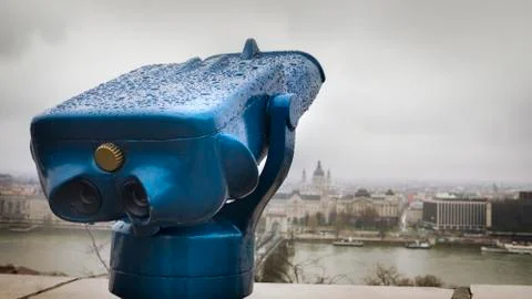 Observation deck. Binoculars Stock Photos