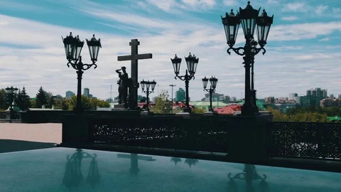 Observation deck on the city panorama Stock Footage 76130862