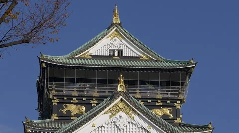Observation Deck on Main Tower of Osaka Castle in Japan Stock Footage 45619828