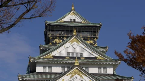Observation Deck on Main Tower of Osaka Castle in Japan Stock Footage 45620161