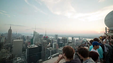 Observation Deck Manhattan View Empire State Building New York City Tourists NYC Video stock 40576908