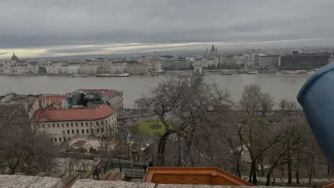 Observation deck over the city. Architecture of Budapest. Stock Footage 306462186