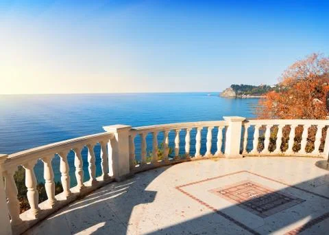 Observation deck over the sea Stock Photos