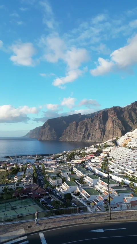 Observation Deck Road Ocean and Mountains View 4K Vertical Stock Footage 233222021
