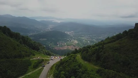 Observation deck for a stunning view in the mountains Stock Footage 146447795