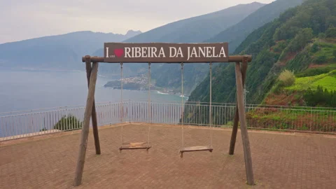 Observation deck from the swing in Ribeira da Janela with incredible views of Stock Footage 270629365