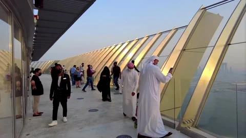 Observation deck at the top of a skyscraper on the roof in Dubai. Video stock 280336975