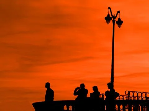 Observation desk at twilight Foto stock