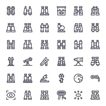 Observation Digital Vector Pack containing 36 Pixel Aligned Bold Line 64x64.. Stock Illustration