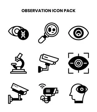 Observation DuoTone Bundle Icons Pack Stock Illustration
