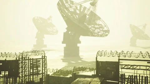 Observation facility faintly shining with communication devices and protectors Stock-Footage 342928699