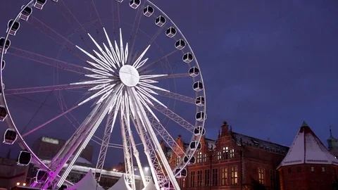 Observation, ferries wheel, night old town 스톡 동영상 71483766