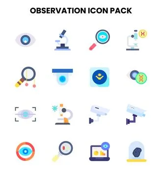 Observation Flat Graphics Icons Pack Stock Illustration
