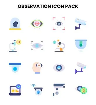 Observation Flat Graphics Icons Pack 스톡 일러스트