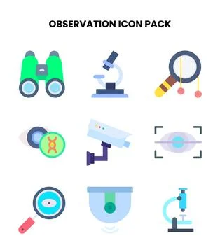 Observation Flat Graphics Icons Pack Stock Illustration