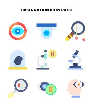 Observation Flat Icons Pack Stock Illustration