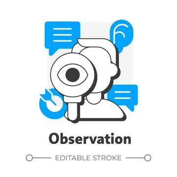 Observation flat outline concept icon Stock Illustration