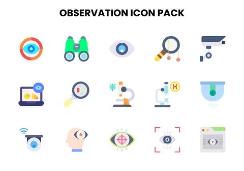 Observation Flat Scalable Icons Pack Stockillustratie