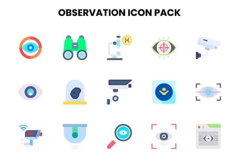 Observation Flat SVG Icons Pack 库存插图