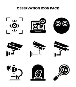 Observation Glyph Bundle Icons Pack Stock Illustration