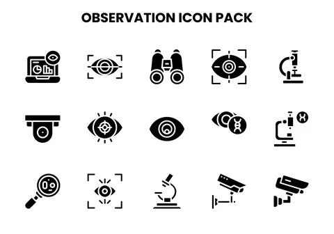 Observation Glyph Graphics Icons Pack Stock Illustration