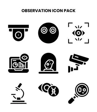 Observation Glyph Set Icons Pack Stock Illustration