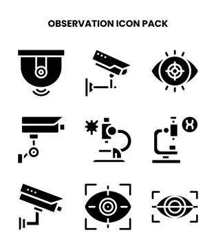 Observation Glyph UI Icons Pack Stock Illustration