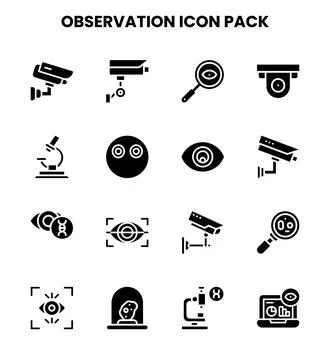 Observation Glyph UI Icons Pack Illustrazione stock