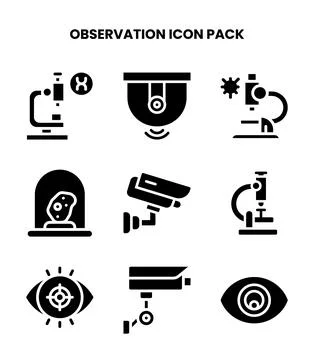 Observation Glyph Vector Icons Pack Stock Illustration