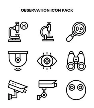 Observation Line Bundle Icons Pack Stock Illustration