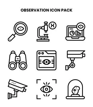 Observation Line Collection Icons Pack Stock Illustration
