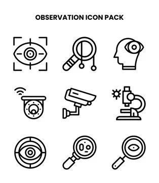 Observation Line Graphics Icons Pack Stock Illustration