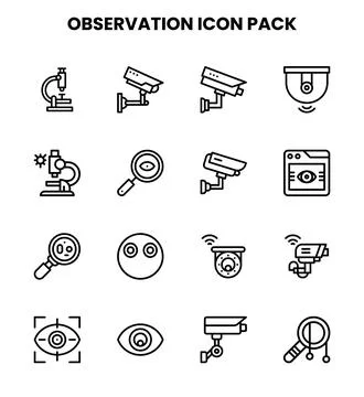 Observation Line Scalable Icons Pack Stock Illustration