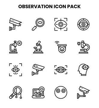 Observation Line Set Icons Pack Stock Illustration