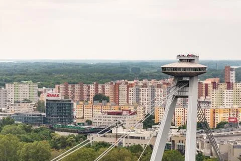 Observation platform on the background of the city. Stock Photos