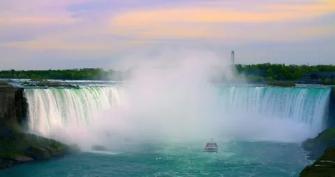 Observation point overlooking American Falls and river below, Niagara Falls Stock Footage 312579652