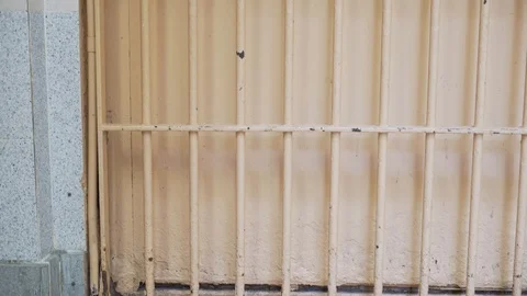 Observation post in prison. metal bars on the windows of prison guard's place Video stock 120872627