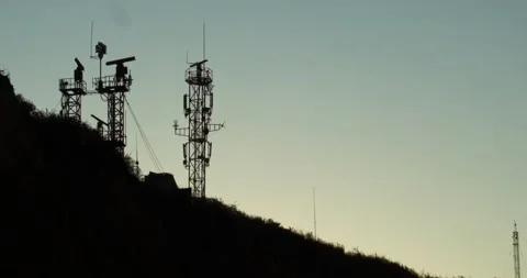 Observation Station on the Hill at Sunset. Stock Footage 157114677