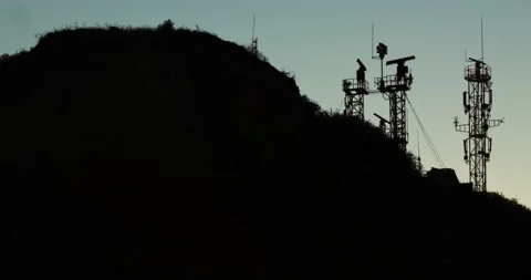 Observation Station on the Hill at Sunset. Stock Footage 157114692
