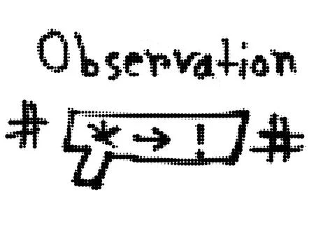 Observation status label graphic with arrow observation exclamation tracking Stock Illustration