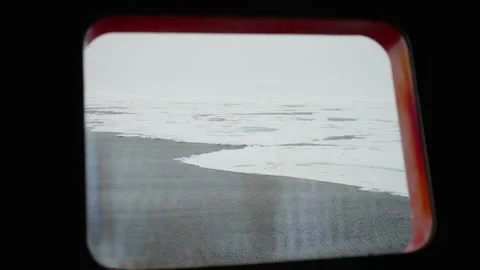 Observation through a window showing the gradual transition of floating sea ice Stock Footage 312209841