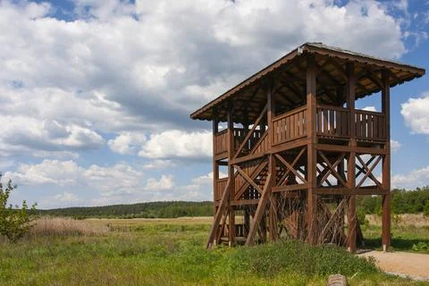 The observation tower and the educational path. Poland, Podlasie, Suprasl Stock Photos